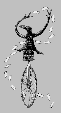 Figbash on a unicycle by Edward Gorey